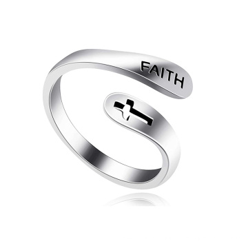 Anillo de acero inoxidable personalizado para hombre, joyería católica, letra del alfabeto, anillos religiosos, anillo con letra de fe